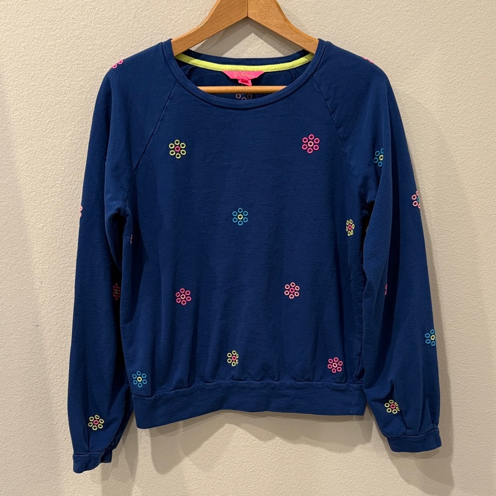 Lilly Pulitzer‎ Landyn Embroidered Sweatshirt with Colorful Florals Size Medium